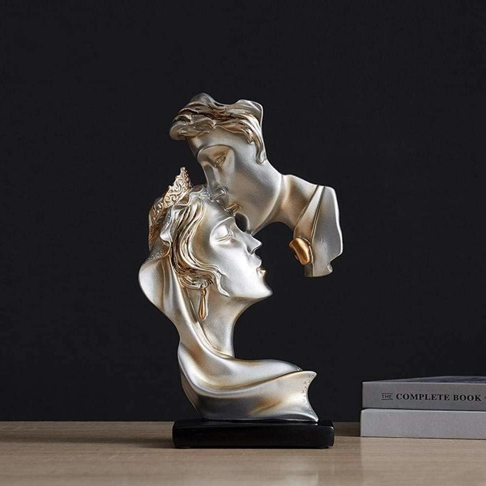Couple Figurines Statue Romantic Carved Crafts Ornament Kissing Lover Resin Sculpture Modern Art Imagen 5